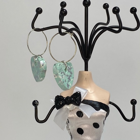 Unique Handmade Polymer Clay Pastel Heart Earrings - Picture 10 of 16